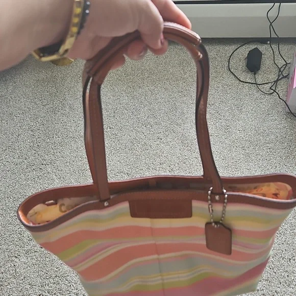 Coach• Hampton Pastel Reverseable Tote with British Tan Leather - Picture 3 of 13